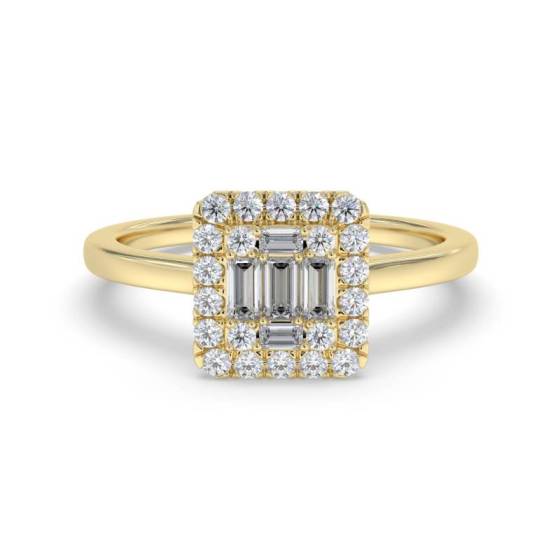 0.25ct Elegant Round and Baguette Diamond Cluster Ring