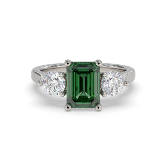 1.05ct Trilogy Emerald and Diamond Gemstone Ring