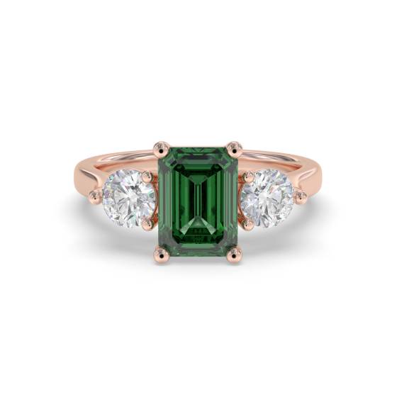 1.05ct Trilogy Emerald and Diamond Gemstone Ring
