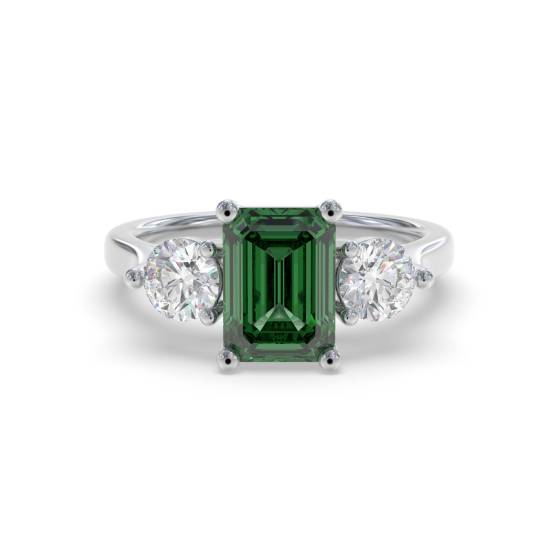 1.05ct Trilogy Emerald and Diamond Gemstone Ring