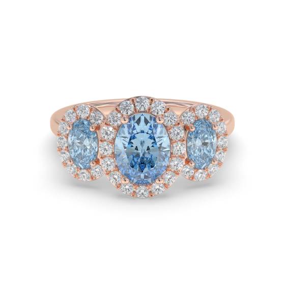 Oval and Round Diamond Aquamarine Halo Gemstone Ring
