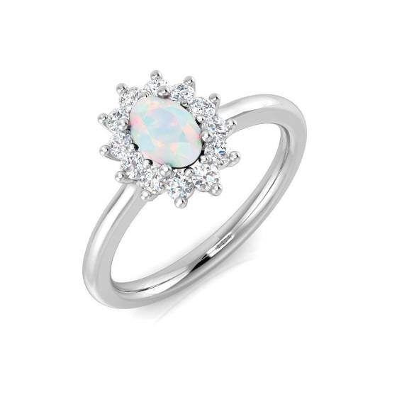 0.65ct VS/E-F Opal Halo Ring