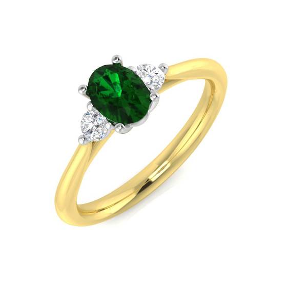 0.60ct Trilogy Emerald and Diamond Gemstone Ring