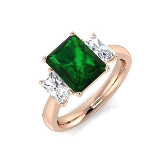 3.15ct Trilogy Emerald and Diamond Gemstone Ring