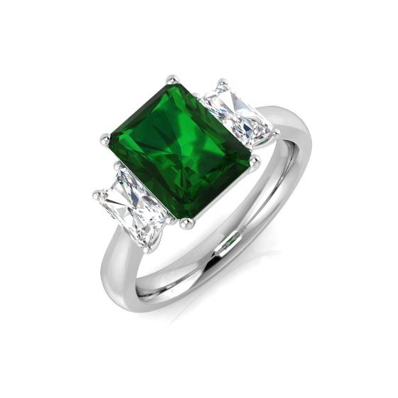 3.15ct Trilogy Emerald and Diamond Gemstone Ring