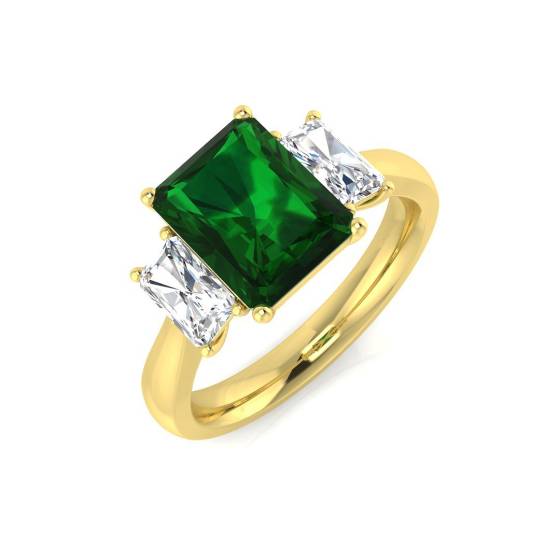 3.15ct Trilogy Emerald and Diamond Gemstone Ring