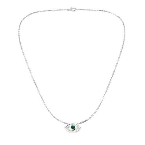 0.35ct VS/E-F Round Emerald Gemstone and Diamond Designer Necklace