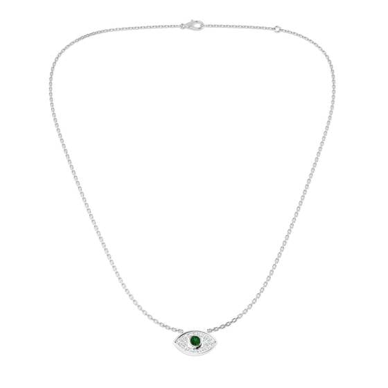 0.35ct VS/E-F Round Emerald Gemstone and Diamond Designer Necklace