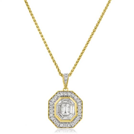 0.65ct Cluster Round and Baguette Diamond Designer Pendant