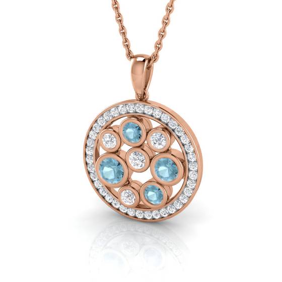 Round Aquamarine Designer Pendant