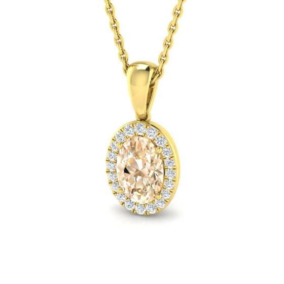 0.70ct VS/E-F Morganite and Diamond Gemstone Pendant