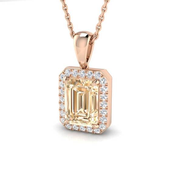 1.70ct VS/E-F Morganite and Diamond Gemstone Pendant