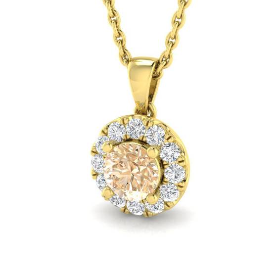 0.75ct VS/E-F Morganite and Diamond Gemstone Pendant