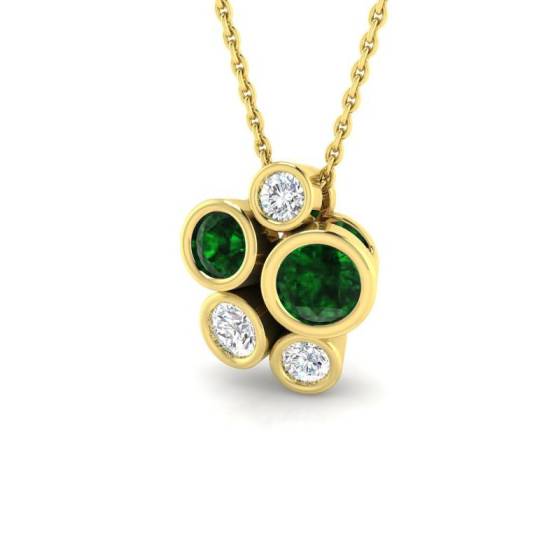 0.80ct VS/E-F Round Emerald Gemstone and Diamond Designer Pendant