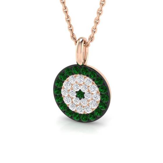 0.40ct VS/E-F Round Emerald Gemstone and Diamond Designer Pendant