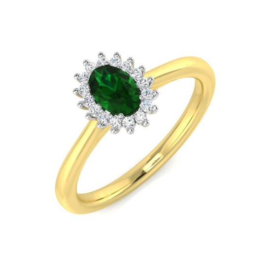 0.35ct Emerald and Diamond Halo Ring