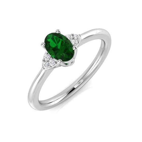 0.40ct Trilogy Emerald and Diamond Gemstone Ring