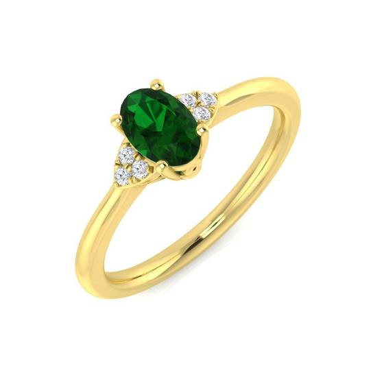 0.40ct Trilogy Emerald and Diamond Gemstone Ring