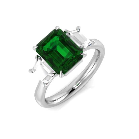 3.70ct Trilogy Emerald and Diamond Gemstone Ring