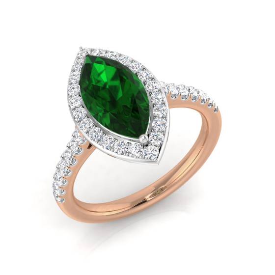 2.20ct Halo Shoulder Set Emerald and Diamond Gemstone Ring