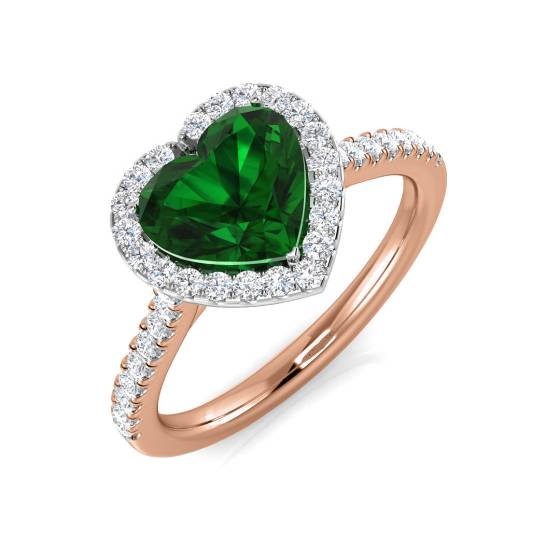 1.45ct Halo Shoulder Set Emerald and Diamond Gemstone Ring