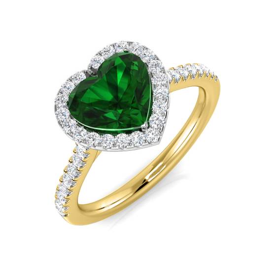 1.45ct Halo Shoulder Set Emerald and Diamond Gemstone Ring