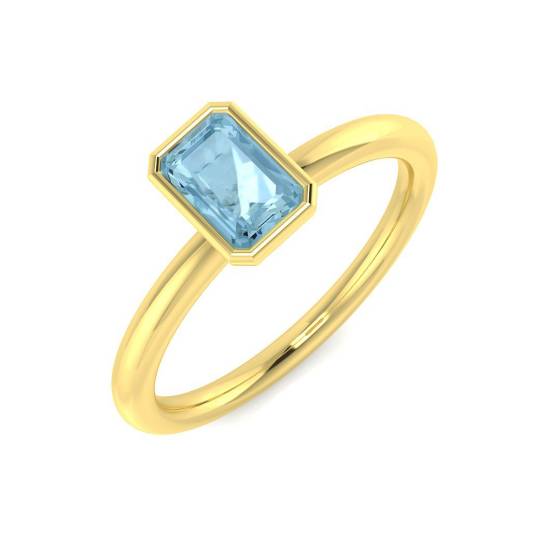 Emerald Diamond Aquamarine Solitaire Ring