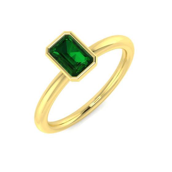 0.40ct Emerald Gemstone Bezel Set Ring