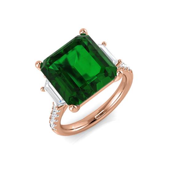 7.60ct Trilogy Emerald and Diamond Gemstone Ring