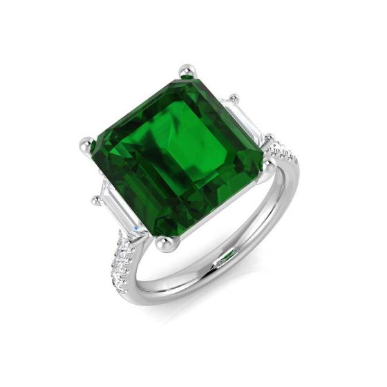 7.60ct Trilogy Emerald and Diamond Gemstone Ring
