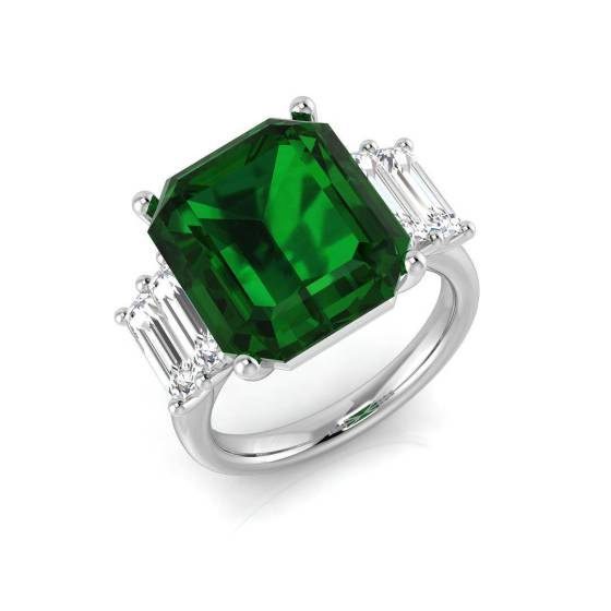 9.00ct Trilogy Emerald and Diamond Gemstone Ring
