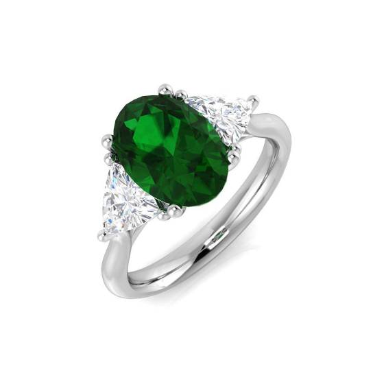 2.80ct Trilogy Emerald and Diamond Gemstone Ring