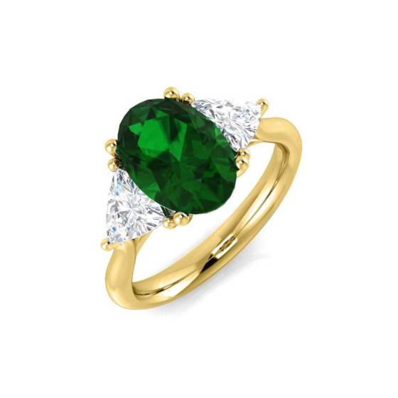 2.80ct Trilogy Emerald and Diamond Gemstone Ring
