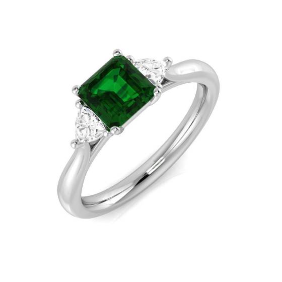 1.25ct Trilogy Emerald and Diamond Gemstone Ring