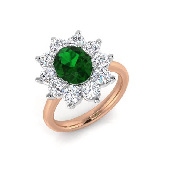 3.50ct Halo Shoulder Set Emerald and Diamond Gemstone Ring