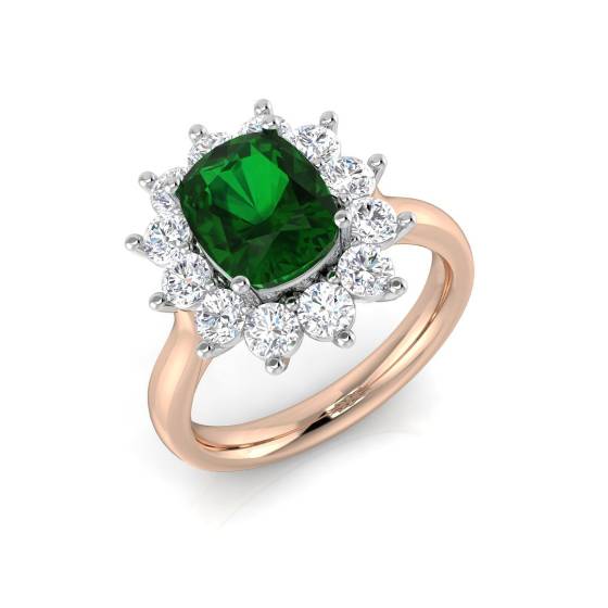 5.50ct Halo Set Emerald and Diamond Gemstone Ring