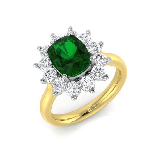 5.50ct Halo Set Emerald and Diamond Gemstone Ring