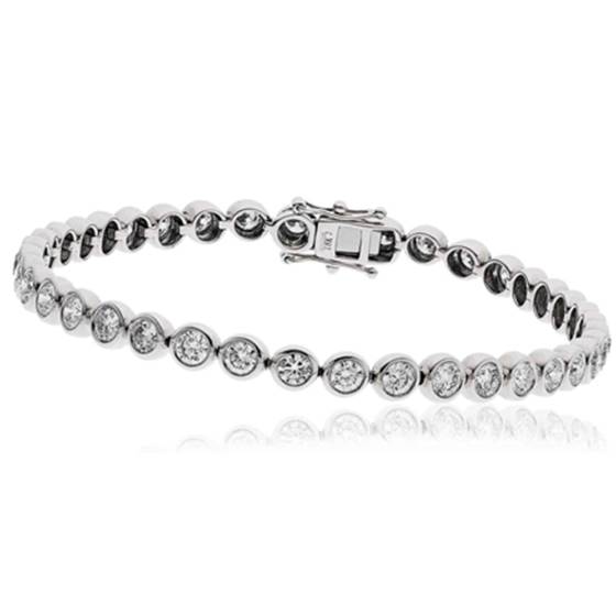 Classic Single Row Diamond Bezel Set Tennis Bracelet