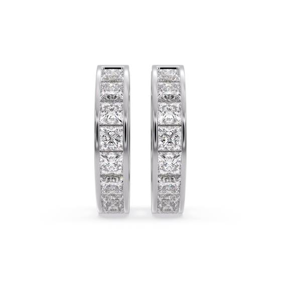 1.00ct Princess Cut Diamond Hoop Earrings