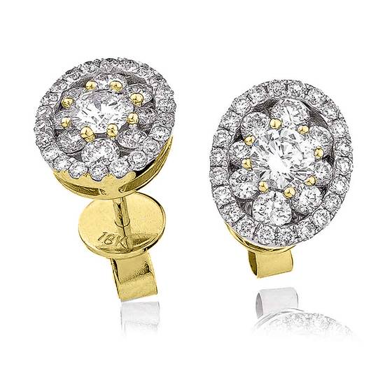 Classic Round Diamond Cluster Earrings