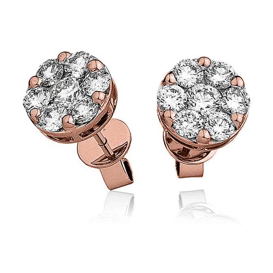 1.50ct Classic Round Diamond Cluster Earrings