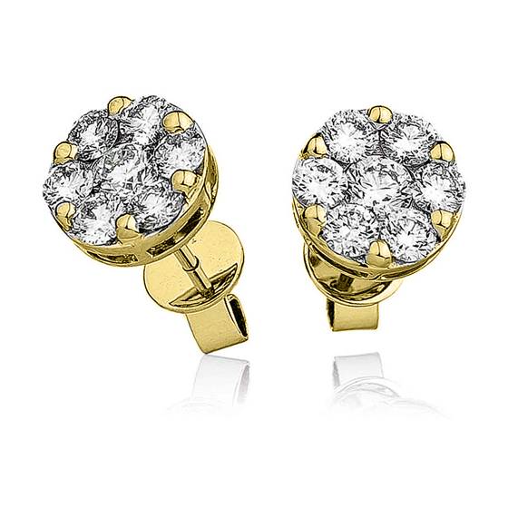 1.50ct Classic Round Diamond Cluster Earrings