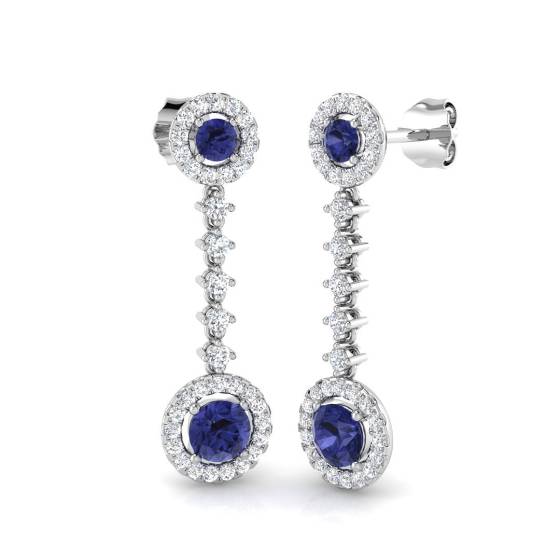 4.00ct Round Tanzanite and Round Diamond Drop Earrings
