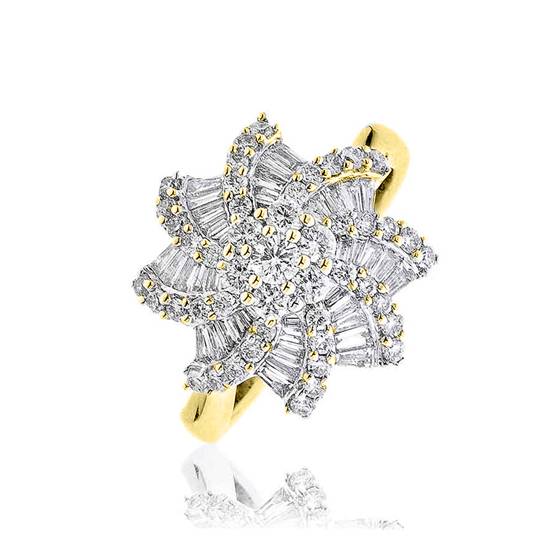 1.20ct Round and Baguette Diamond Dress Ring