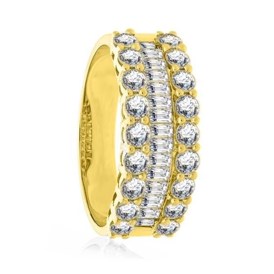 2.00ct Round and Baguette Diamond Multi Row Dress Ring