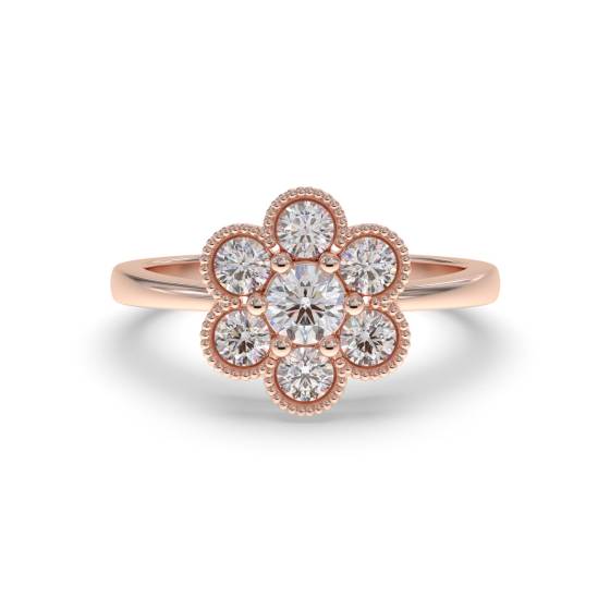 0.50ct Modern Flower Round Diamond Cluster Ring