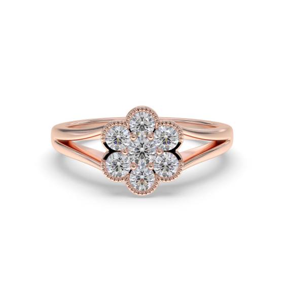 0.50ct Modern Split Round Diamond Cluster Ring