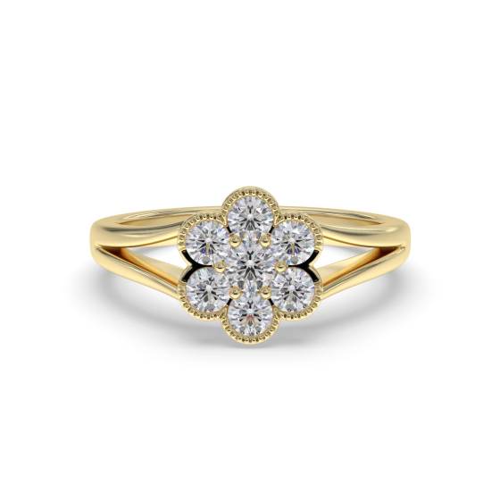 0.50ct Modern Split Round Diamond Cluster Ring