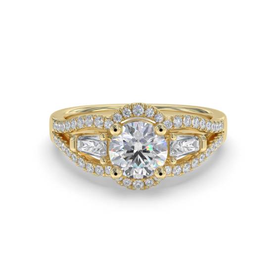 1.10ct Modern Round Diamond Trilogy Halo Ring