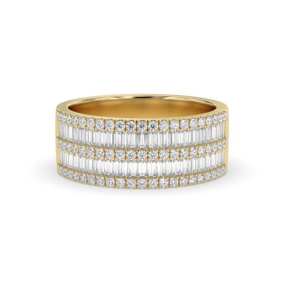 1.10ct Round and Baguette Diamond Multi Row Dress Ring